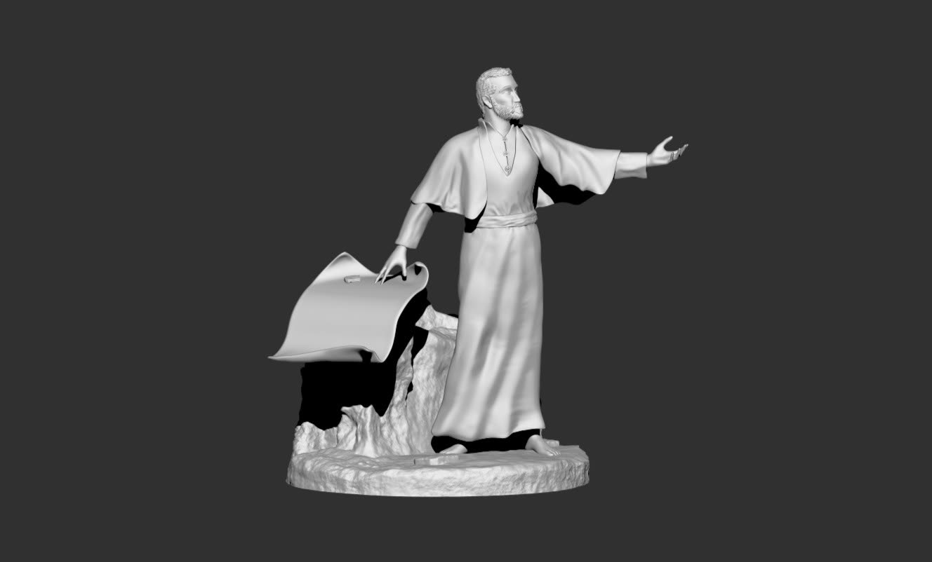 Escultura digital monocroma de una figura humana