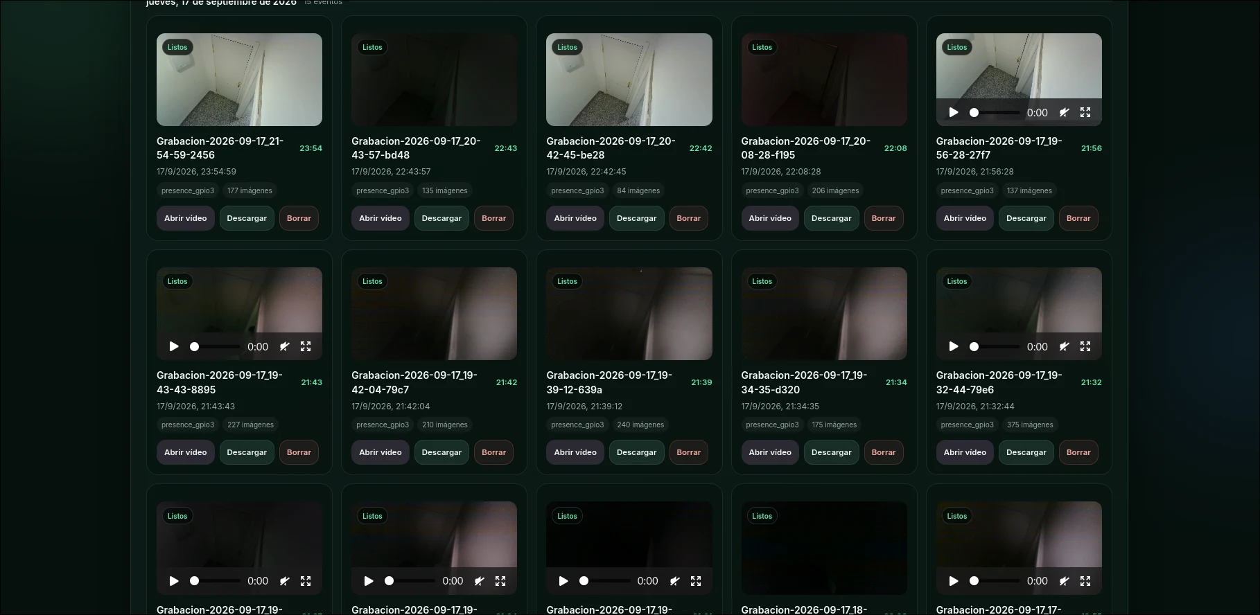Captura real móvil de la pantalla pública de acceso privado de Camburr
